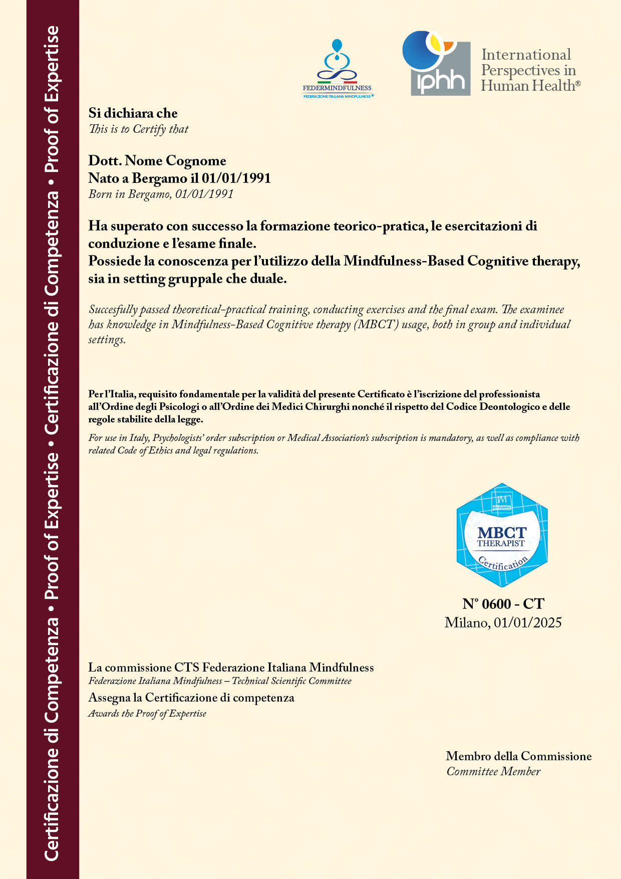 Certificato Mindfulnes MBSR