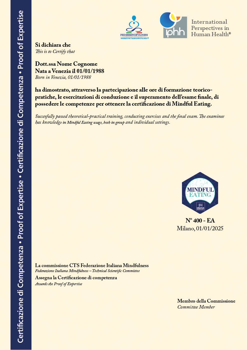 Certificato Mindfulnes mb-eat