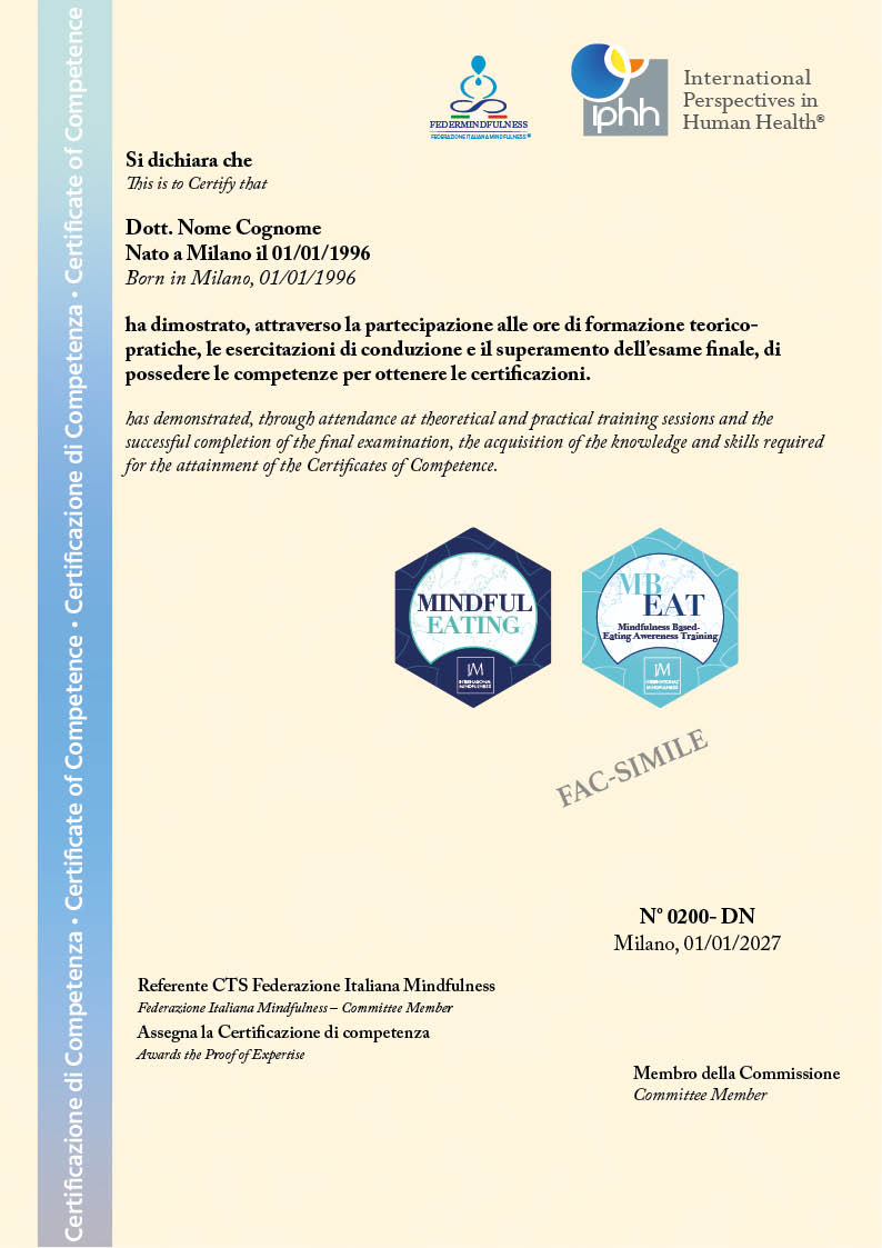 Certificato Disturbi Nutrizione