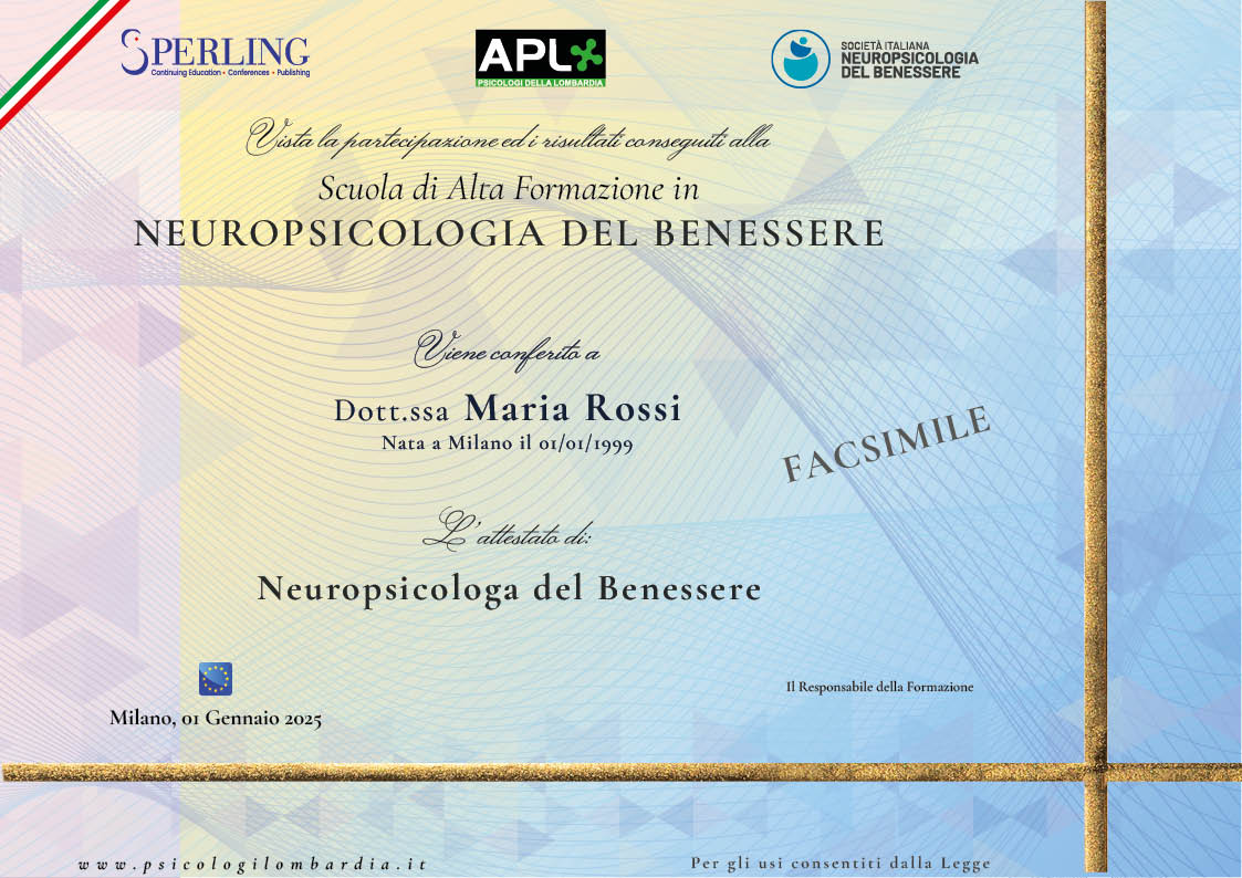 Attestato neuropsicologia del benessere