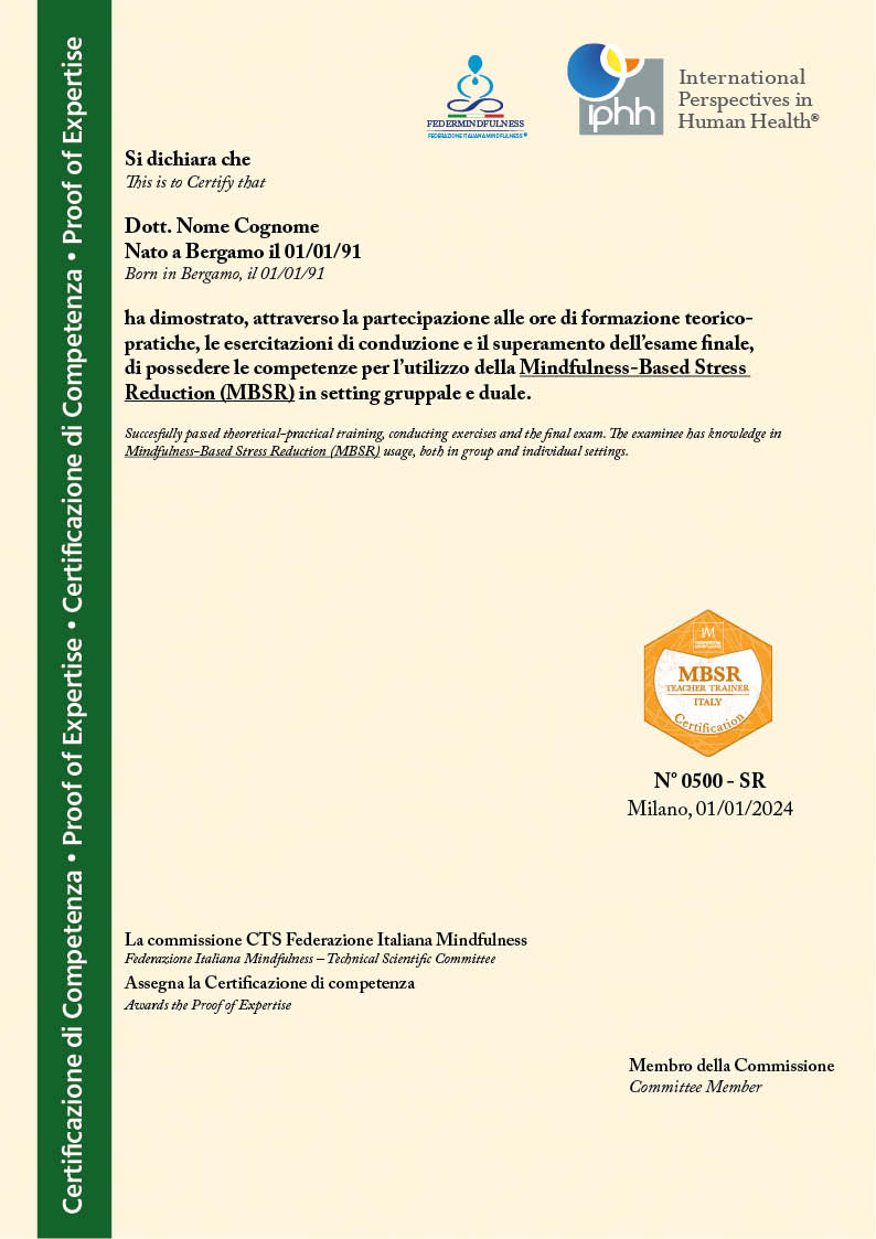 Certificato Mindfulness MBSR