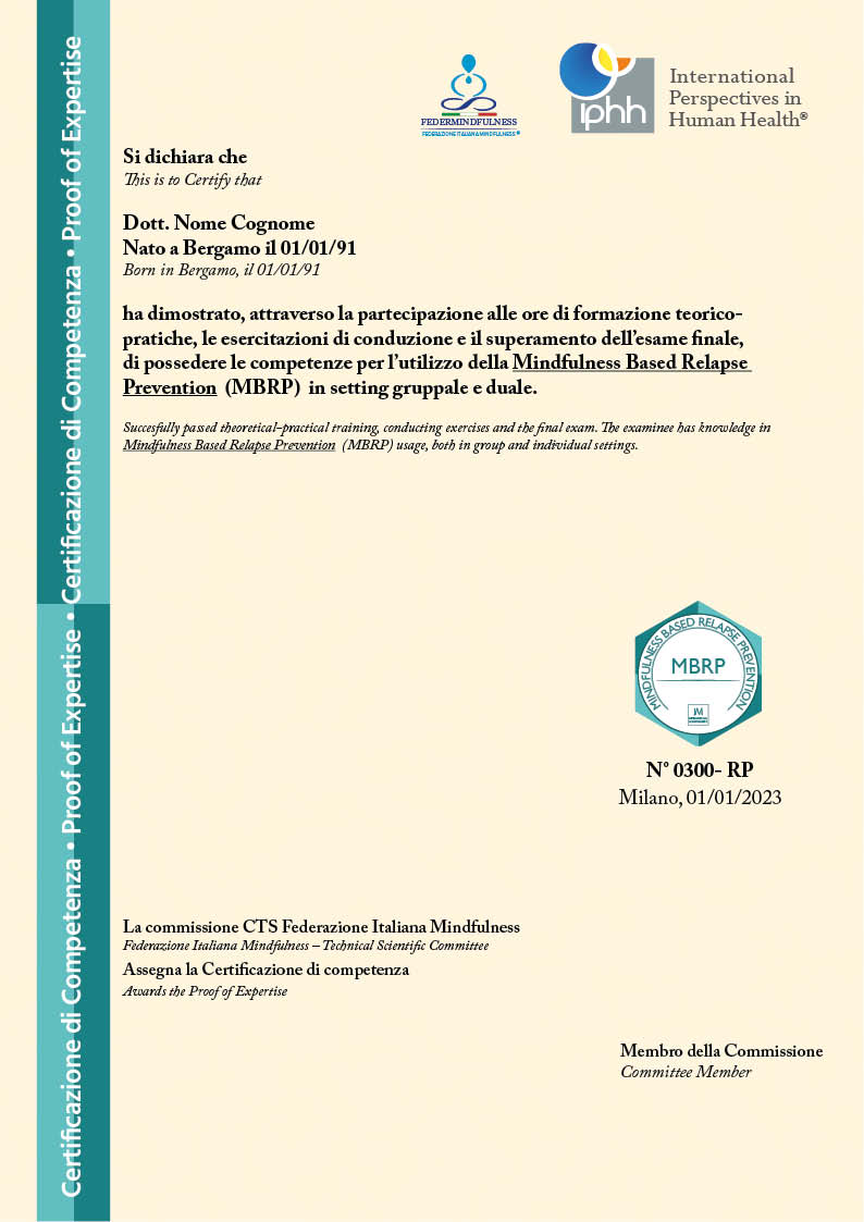 Certificato Mindfulnes MBRP